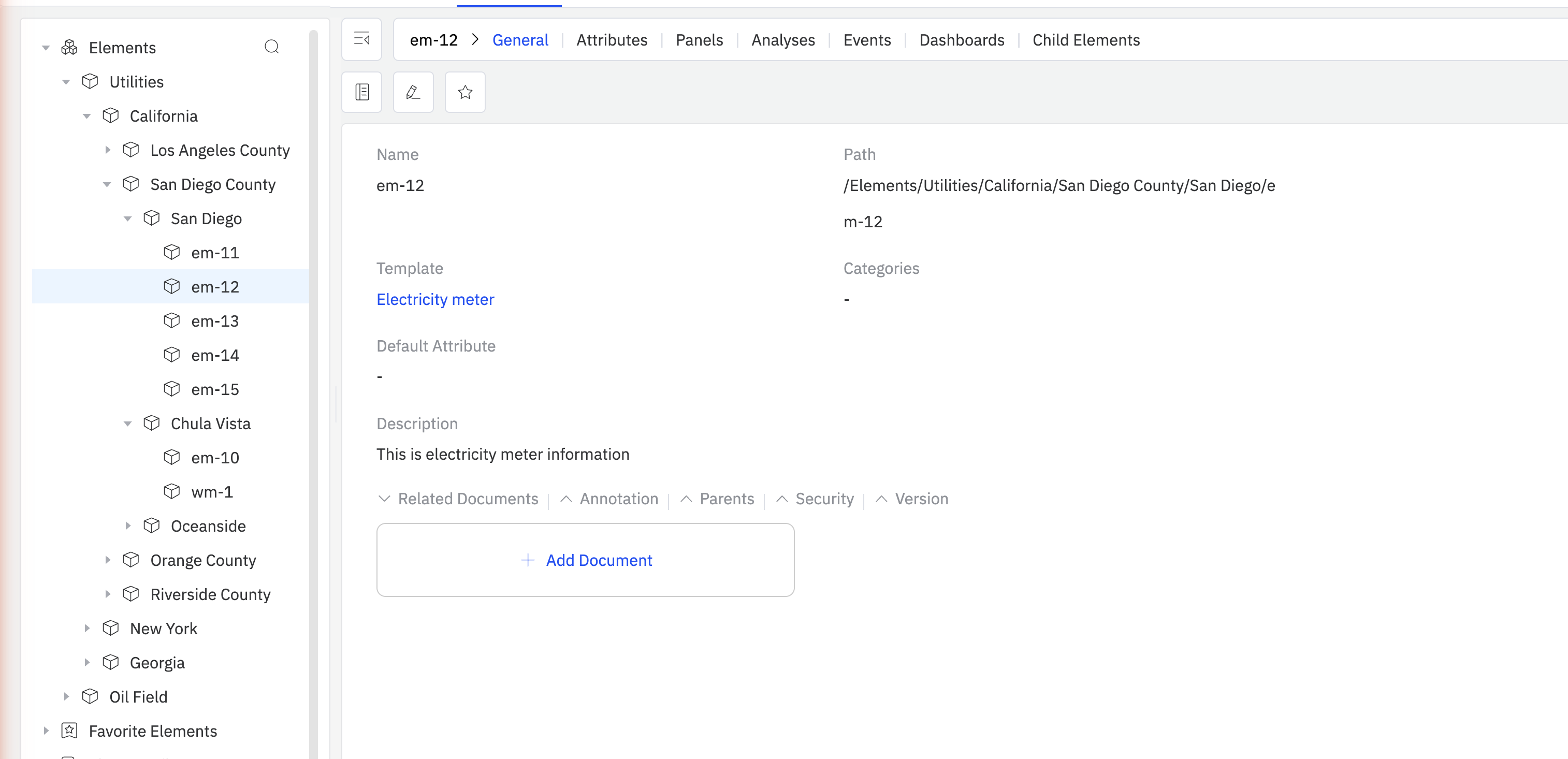 元素的资产树与通用标签页