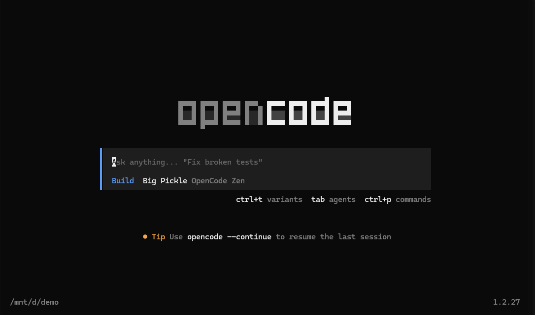 OpenCode初始界面