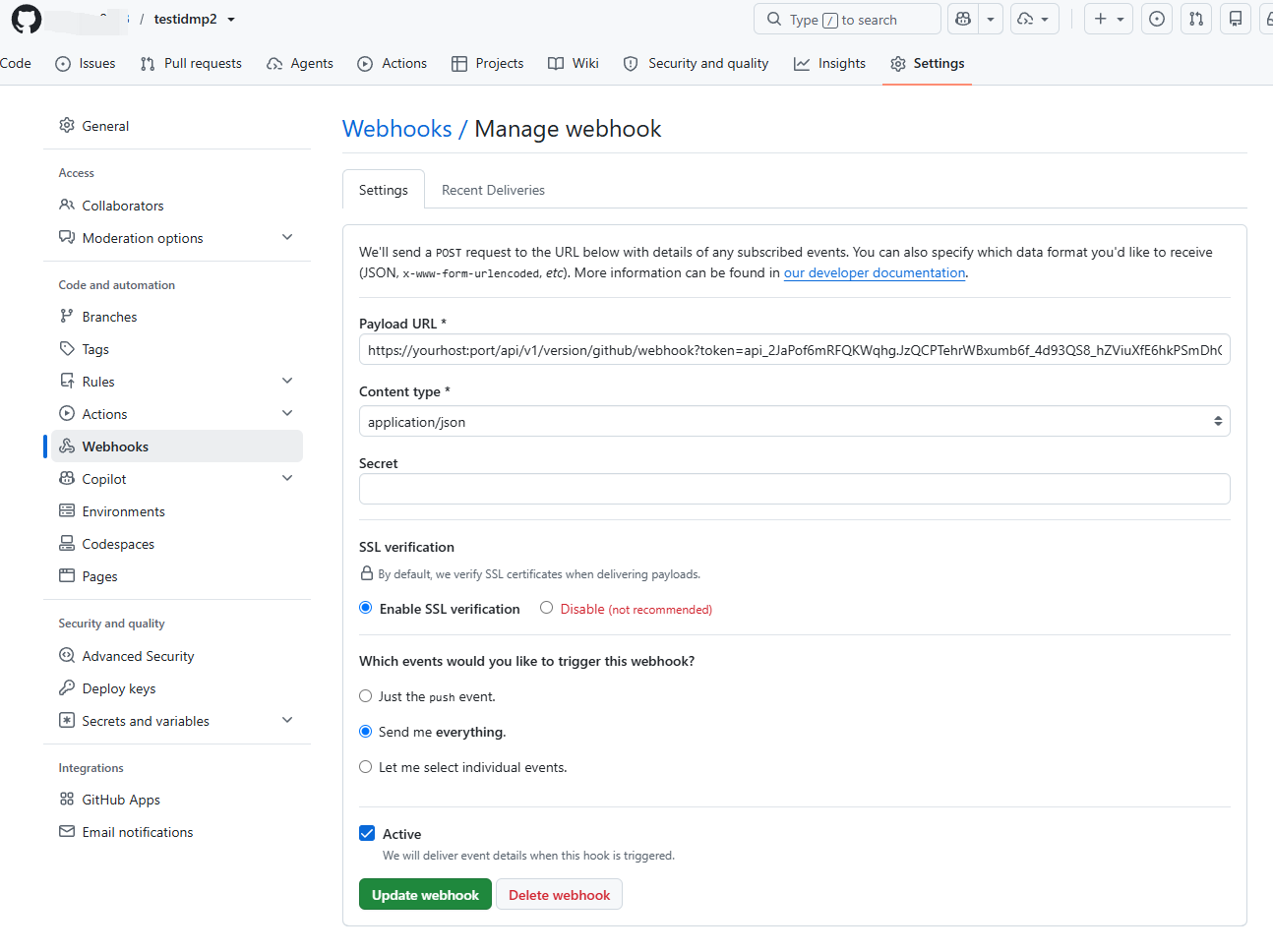 GitHub Webhook 配置